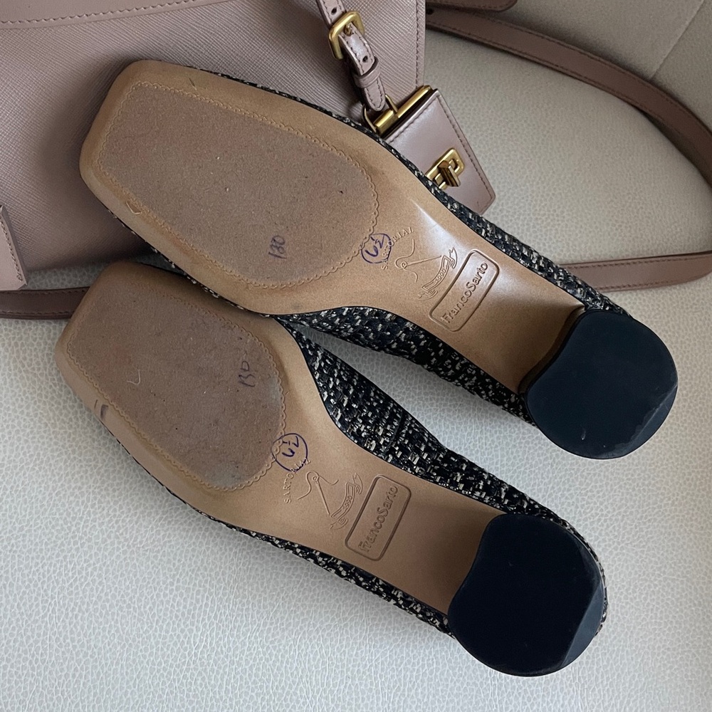 Franco Sarto Natalia Pump Black and Gold Tweed Shoes - Picture 9 of 11